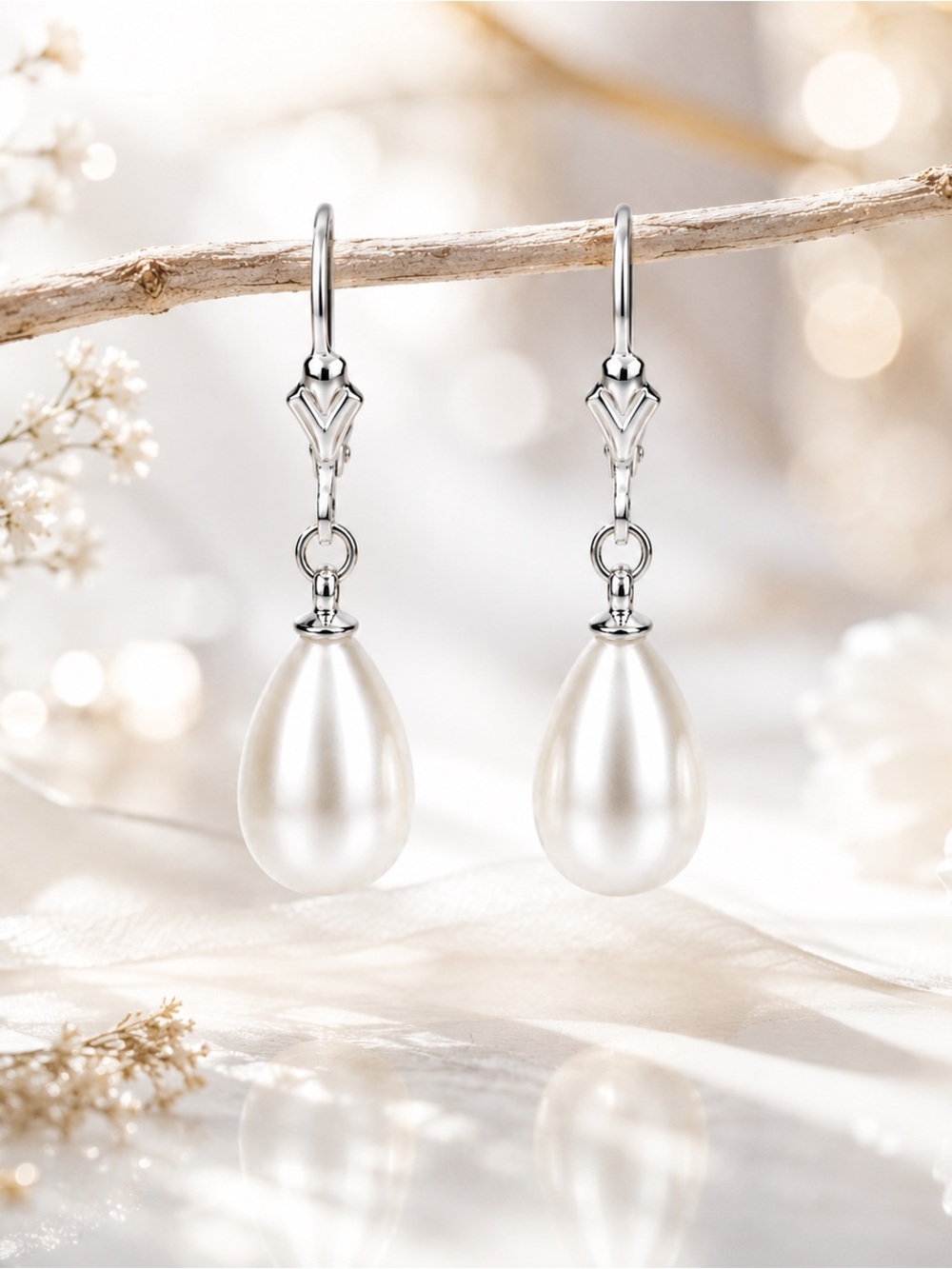 Handmade Ivory Pearl Earrings | 925 Sterling Silver Leverbacks | Bridal